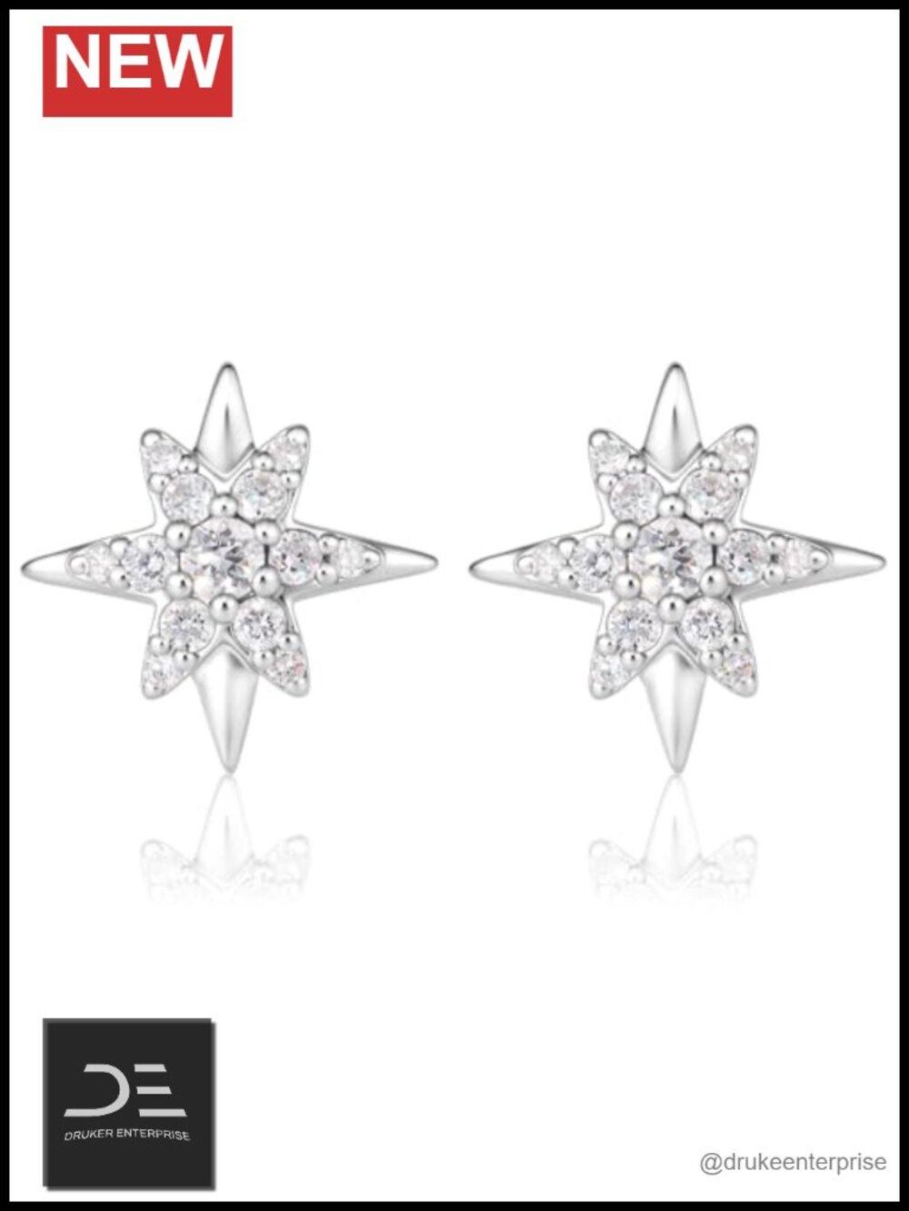 Lab Grown Diamond Stud Star Earrings S925 Sterling Silver D Color VVS1